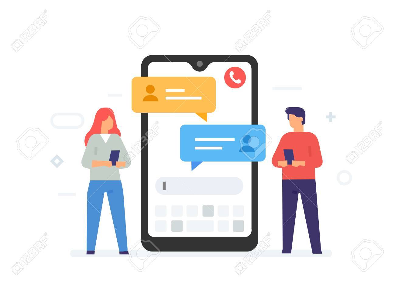 Cartoon image of text messages between two people